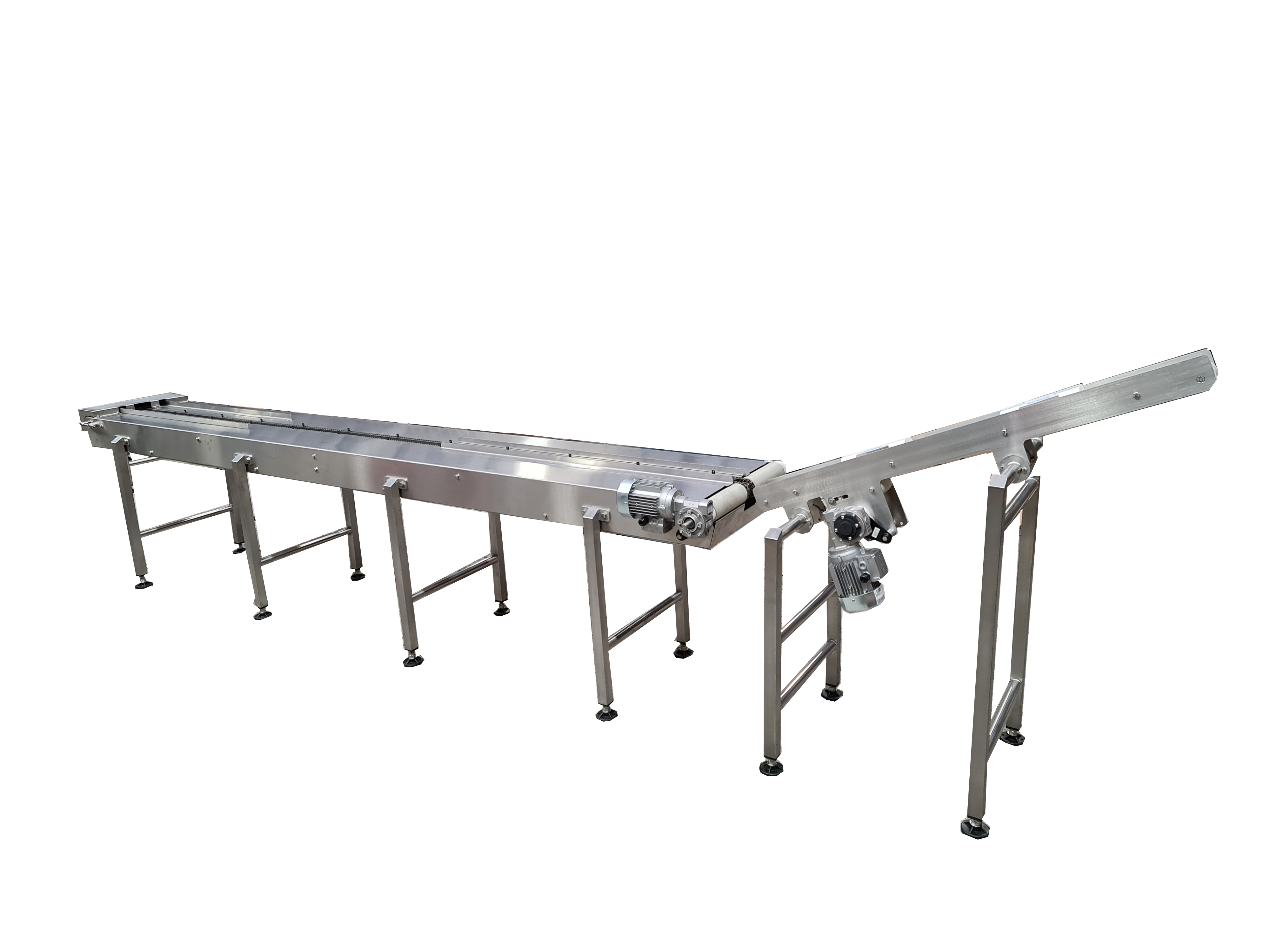 Stainless steel chain peg tab indexing conveyors